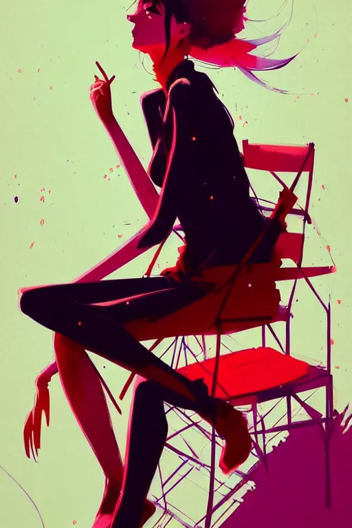 Prompt: a ultradetailed beautiful panting of a stylish woman sitting on a chair, by conrad roset, greg rutkowski and makoto shinkai, trending on artstation