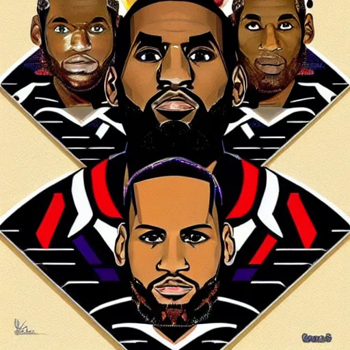 Prompt: Incredible geometric pop culture Illustrations of lebron james