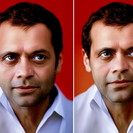 Image similar to a portrait of Rahul Gandhi by Martin Schoeller, photorealistic, global lighting