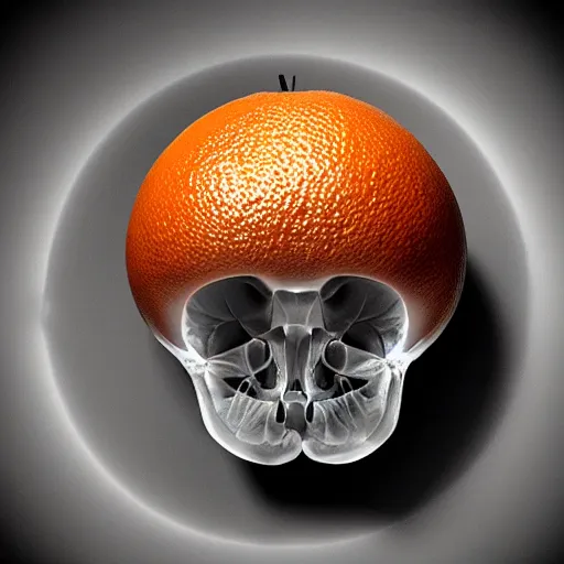 Image similar to x - ray of an orange that has bones inside of it