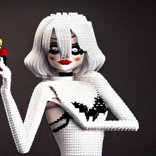 Prompt: Emma Stone as Cruella made of Lego, hyper realistic photo, octane render, highly detailed, unreal engine