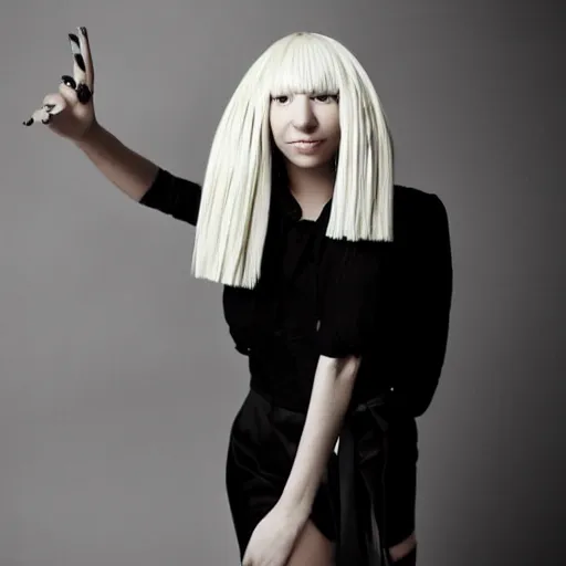 Image similar to Sia furler artistic photoshoot full body