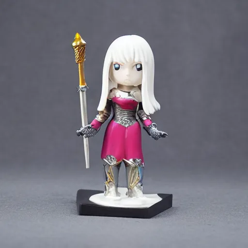 Image similar to girl with medieval armor sad pop mart city of night series figurine toy design