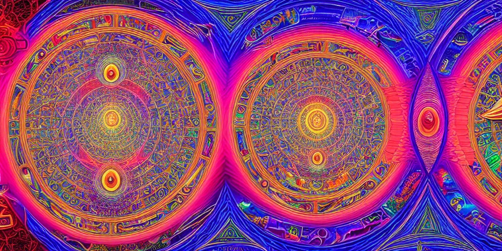 Image similar to dmt temple, sacred geometric buildings, time elves, 8 k resolution, ultra fine illustration, art by alex grey and tokio aoyama, highly detailed,