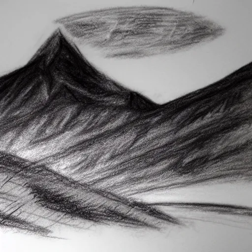 Image similar to charcoal pencil sketch of mountains, lower third, high contrast, black and white