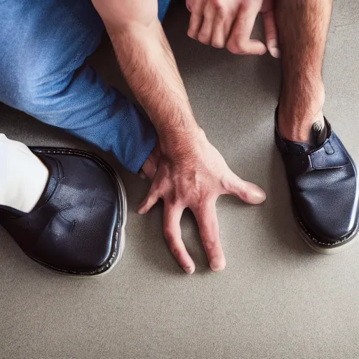 Prompt: a man with hands for feet and feet for hands, hyper realistic, high quality, high resolution