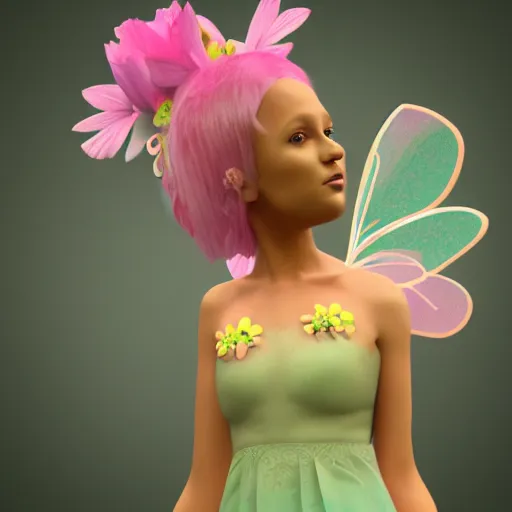 Prompt: 3 d render of a cute flower fairy