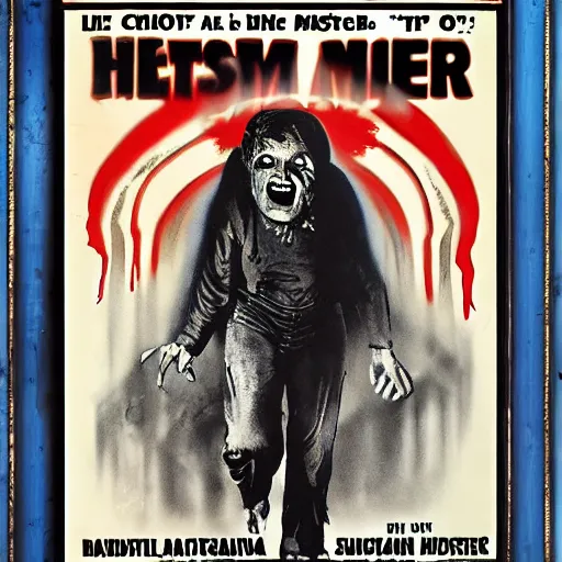 Prompt: vintage horror monster movie poster