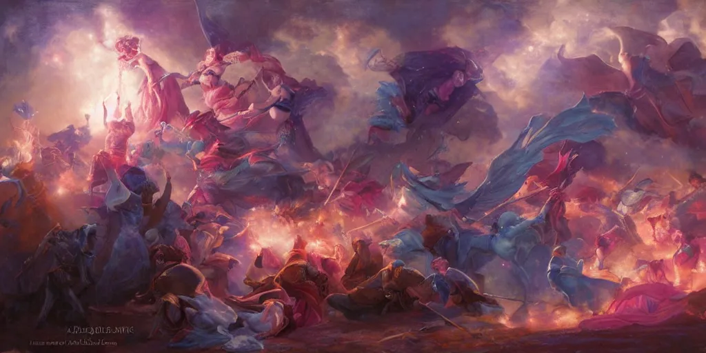 Image similar to Battle of the mages by Adrian Smith and Delphin Enjolras and Daniel F. Gerhartz