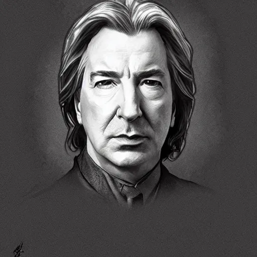 Image similar to amazing lifelike award winning pencil illustration of Alan rickman trending on art station artgerm Greg rutkowski alphonse mucha cinematic