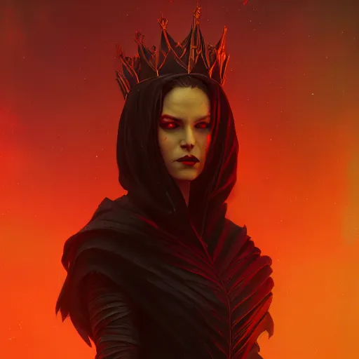 Prompt: the queen of vampires, matte fantasy painting, detailed portrait, cinematic lighting, deviantart artstation by brom, by greg rutkowski, by alena aenami, rendered in octane, bokeh