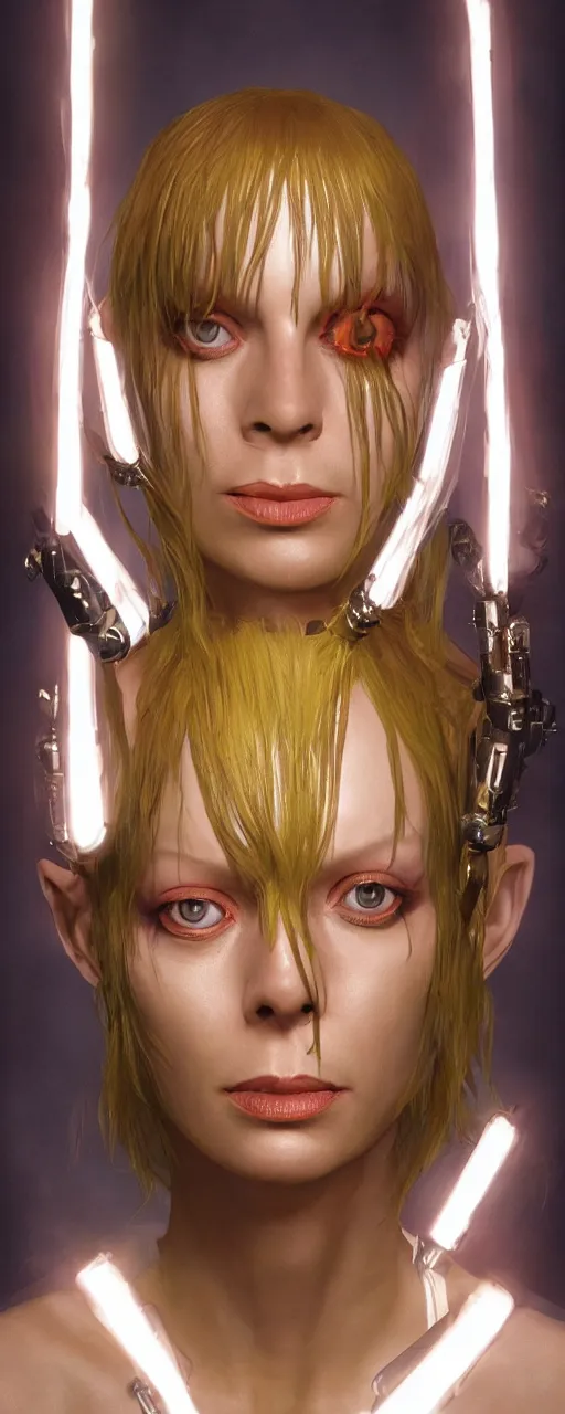 Image similar to Leeloo from the Fifth Element movie portrait. 8k. Luc Beson. Orb Light. Cinematic lighting. Hollywood. flares. studio. by Pete Morbacher and Emil Melmoth, insanely detailed, trending on artstation, sharp focus, post-processing