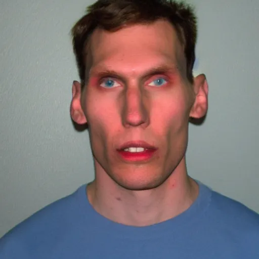 Prompt: Jerma985 mug shot, criminal photo, blood covered