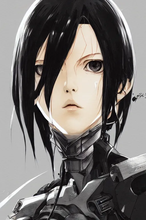 Image similar to Beautiful Gunnm Alita by Tsutomu Nihei, artstation, young, very attractive, pretty face, hyper detailed, rendering by octane, shallow depth of field, uplight