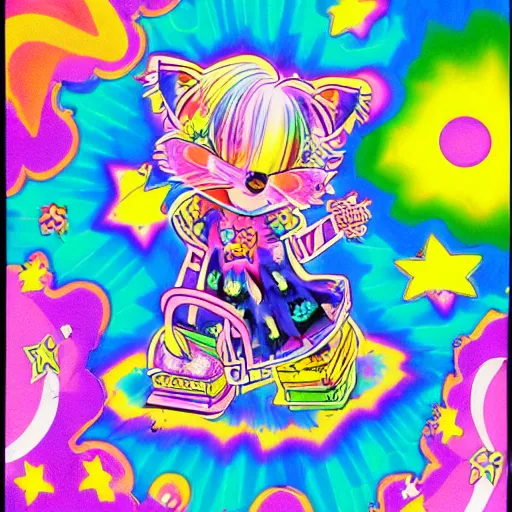 Image similar to Lisa Frank and 1990\'s manga collaboration