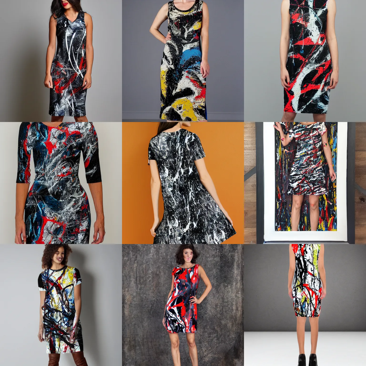 Prompt: pollock abstract art dress