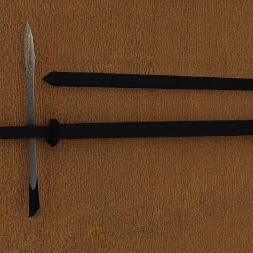 Image similar to 3 d render of a strung medieval longbow made of polished black wood and cloaked in shadow, high detail, 4 k, uhd