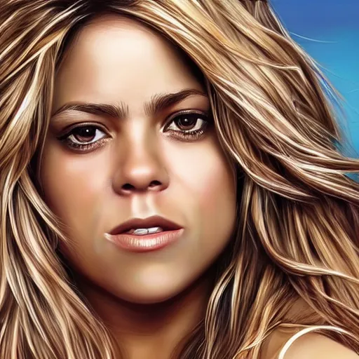 Prompt: Shakira, beautiful, highly detailed portrait, photorealistic, ultra-detailed, 3d, cartoon, Up