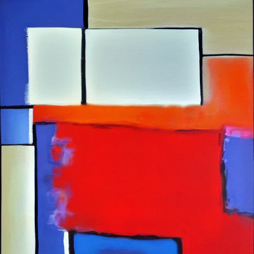 Image similar to acrylic abstract painting on canvas using primary red and blue