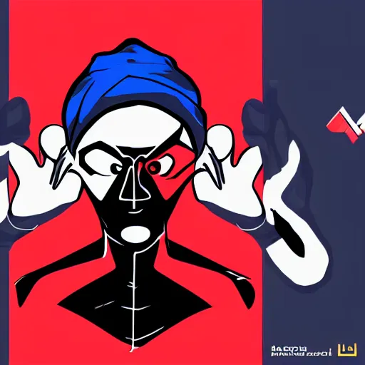 Image similar to A young man wearing a blue turban, beardless, shaven face, middle-eastern, in the style of Persona 5, Persona 5, Persona 5 artwork