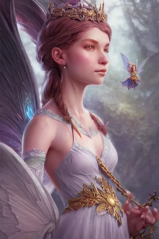 Faerie Princess Digital Art, Blonde Fairy with Butterfly Wings