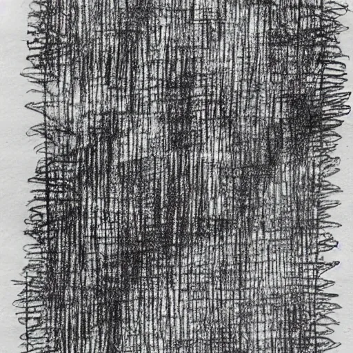 Prompt: a black and white drawing on an old paper showing mesh rips