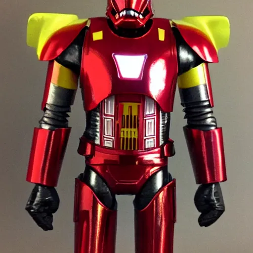 Prompt: darth vader, in iron man armour, red and yellow, metallic