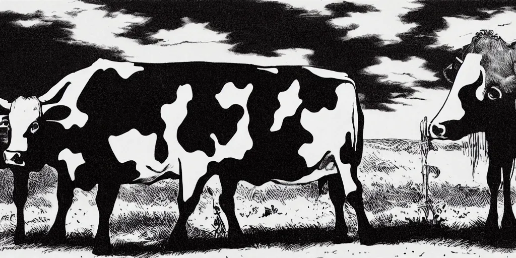 Prompt: a cow by richard corben