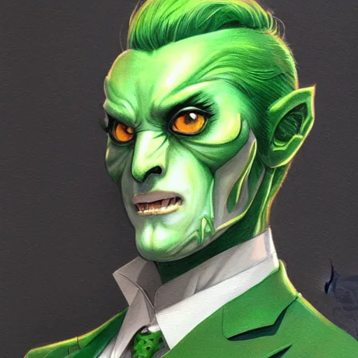 Prompt: a half human half owl creature wearing a green tuxedo suitCharacter design by charlie bowater, ross tran, artgerm, and makoto shinkai, detailed, inked, western comic book art, 2021 award winning painting,digital art,ultra realistic,ultra detailed,art by greg rutkowski,hyperdetailed,photorealistic