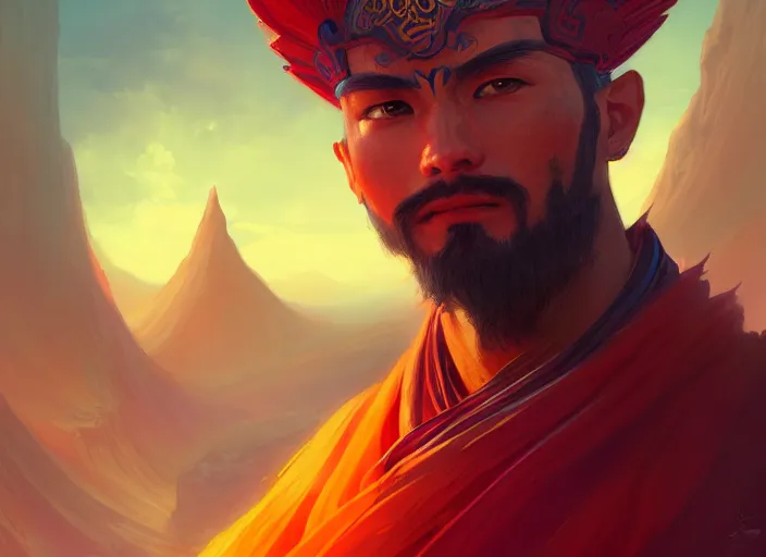 Prompt: a portrait of xianxia hero, vibrant color scheme, highly detailed, in the style of romanticism, cinematic, artstation, moebius, greg rutkowski