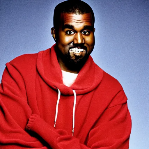 Image similar to Kanye West smiling and giving a thumbs up for a 1990s sitcom tv show, Studio Photograph, portrait C 12.0