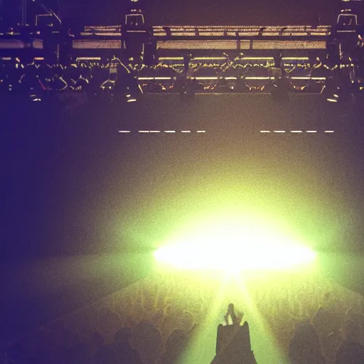 Prompt: a lone singer on stage, with spotlight beam, huge crowd in audience, facing stage, zoom lens, ultra realistic, artstation, dramatic lighting, album