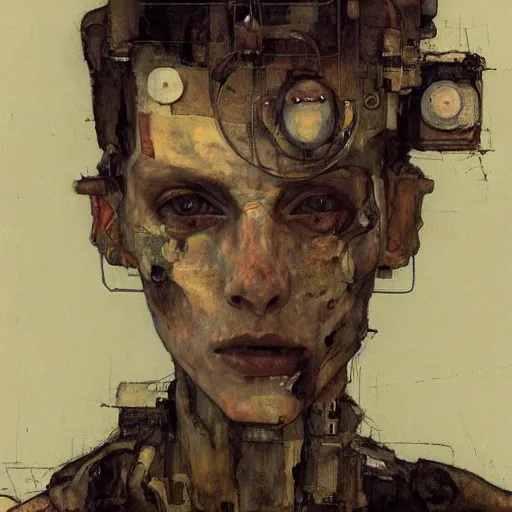 Image similar to portrait of a robot by egon schiele and greg rutkowski