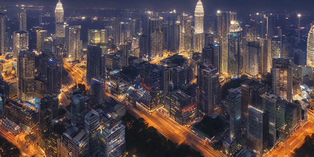 Prompt: malaysia city at night, unreal 5, hyperrealistic, realistic, photorealistic, dynamic lighting, highly detailed, cinematic landscape, studio landscape, studio lighting