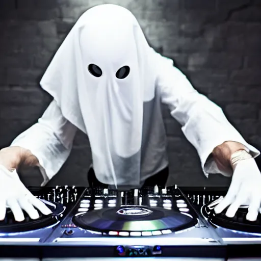 Image similar to a ghost on the dj decks