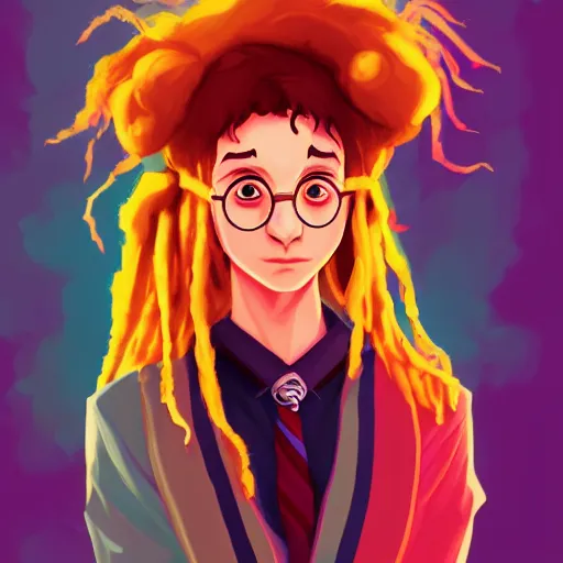 Image similar to rastafari harry potter stylized digital illustration video game icon artstation lois van baarle, ilya kuvshinov, rossdraws