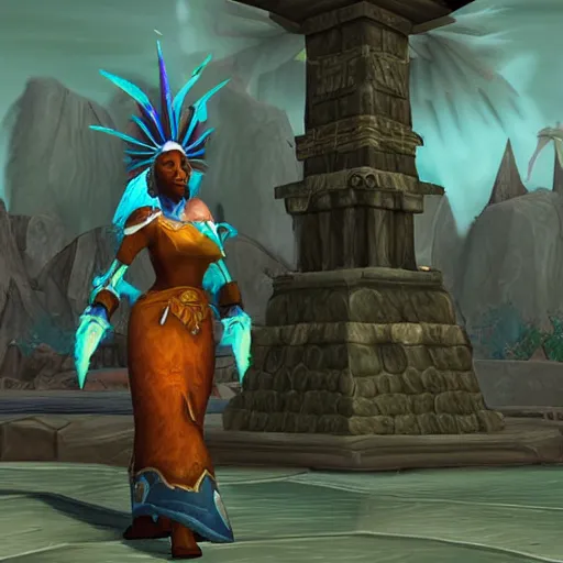 Image similar to Lady Liberty as a playable character in World of Warcraft, WoW character creation lady liberty