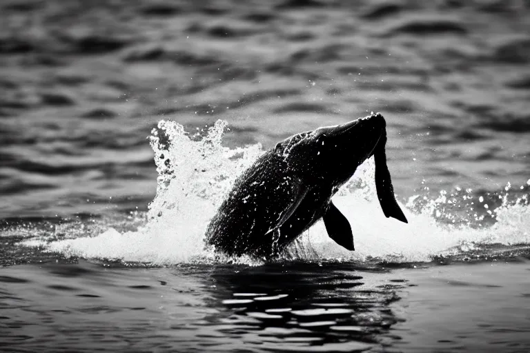 Prompt: a real life water pokemon swimming in a lake, sight proof, black and white, blurry, old camera, grainy, motion blur, unfocused, full body shot, wide angle