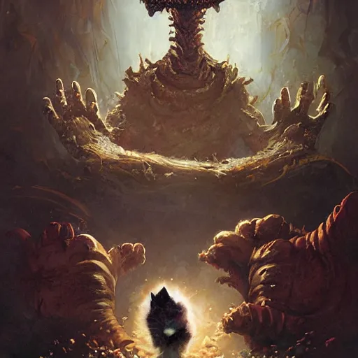 Image similar to a eldritch god of garfield the cat, evil, eldritch, lovecraftian, craig mullins