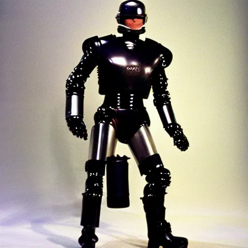 Image similar to robocop with costume design by vivienne westwood, award winning