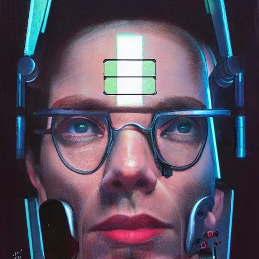 Prompt: detailed face of a michael mcinytre as a cyborg staring into space, utopian, tech noir, wet reflections, prism, atmospheric, ambient, pj crook, syd mead, livia prima, artgerm, greg rutkowski, nick alm, casey baugh