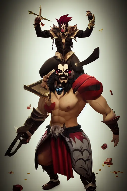 Prompt: draven minimalist arcane league of legends wild rift hero champions tank support marksman mage fighter assassin, design by mark ryden and pixar and hayao miyazaki, unreal 5, daz, hyperrealistic, octane render, cosplay, rpg portrait, dynamic lighting, intricate detail, harvest fall vibrancy, cinematic