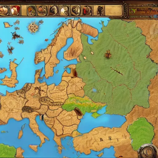 Prompt: map of europe in civilization 2 game