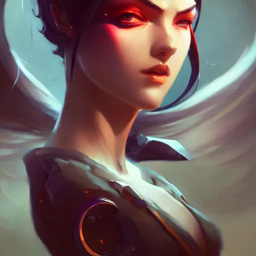 Image similar to a beautiful portrait of a beautiful widowmaker, art by pete mohrbacher and guweiz and ilya kuvshinov, digital art, highly detailed, intricate, sharp focus, trending on artstation hq, deviantart, unreal engine 5, 4 k uhd image