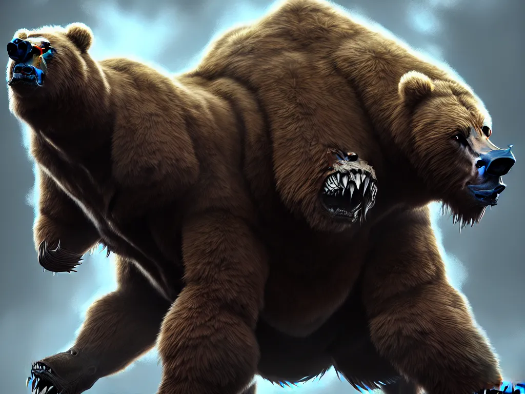 Image similar to highly detailed concept art of colossal mutant bear, an ultrafine detailed painting, trending on deviantart, sharp focus, octane, masterpiece, art by randy vargas