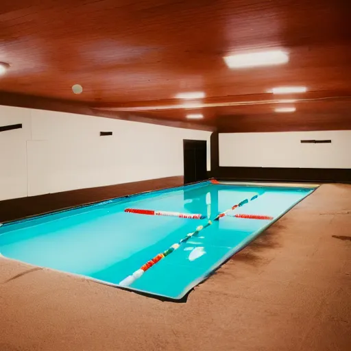 Image similar to the pool rooms by Jared Pike, liminal space, 80's blurry video