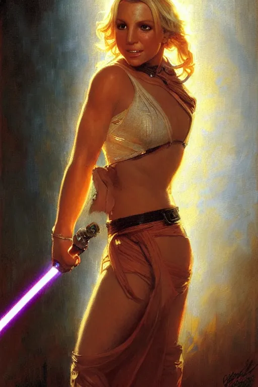 Image similar to detailed portrait of a beautiful britney spears as jedi, painting by gaston bussiere, craig mullins, j. c. leyendecker