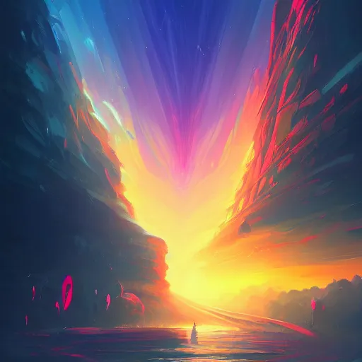 Prompt: a beautiful and vivid and colorful andreas rocha and alena aenami fantasy sci - fi acrylic paint illustration. a warp drive reaching infinite density. trending on artstation