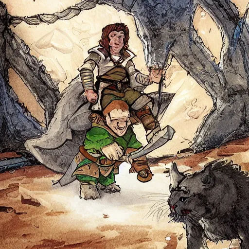 D&D art of a rogue halfling with hairy feet, riding on | Stable ...
