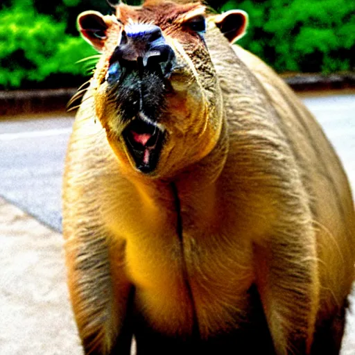 Prompt: Capybara riding in a tank